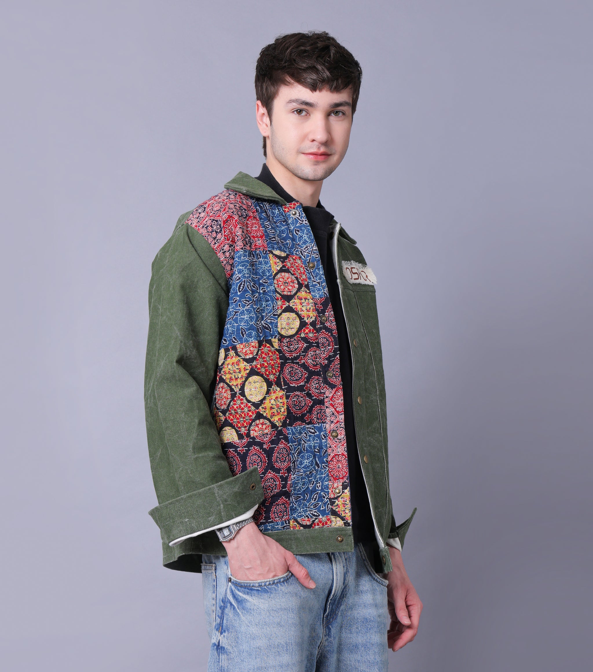 Olive Story Organic Kantha Jacket