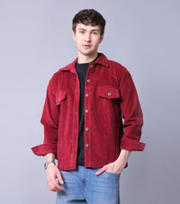 Crimson Corduroy Overshirt