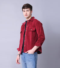 Crimson Corduroy Overshirt