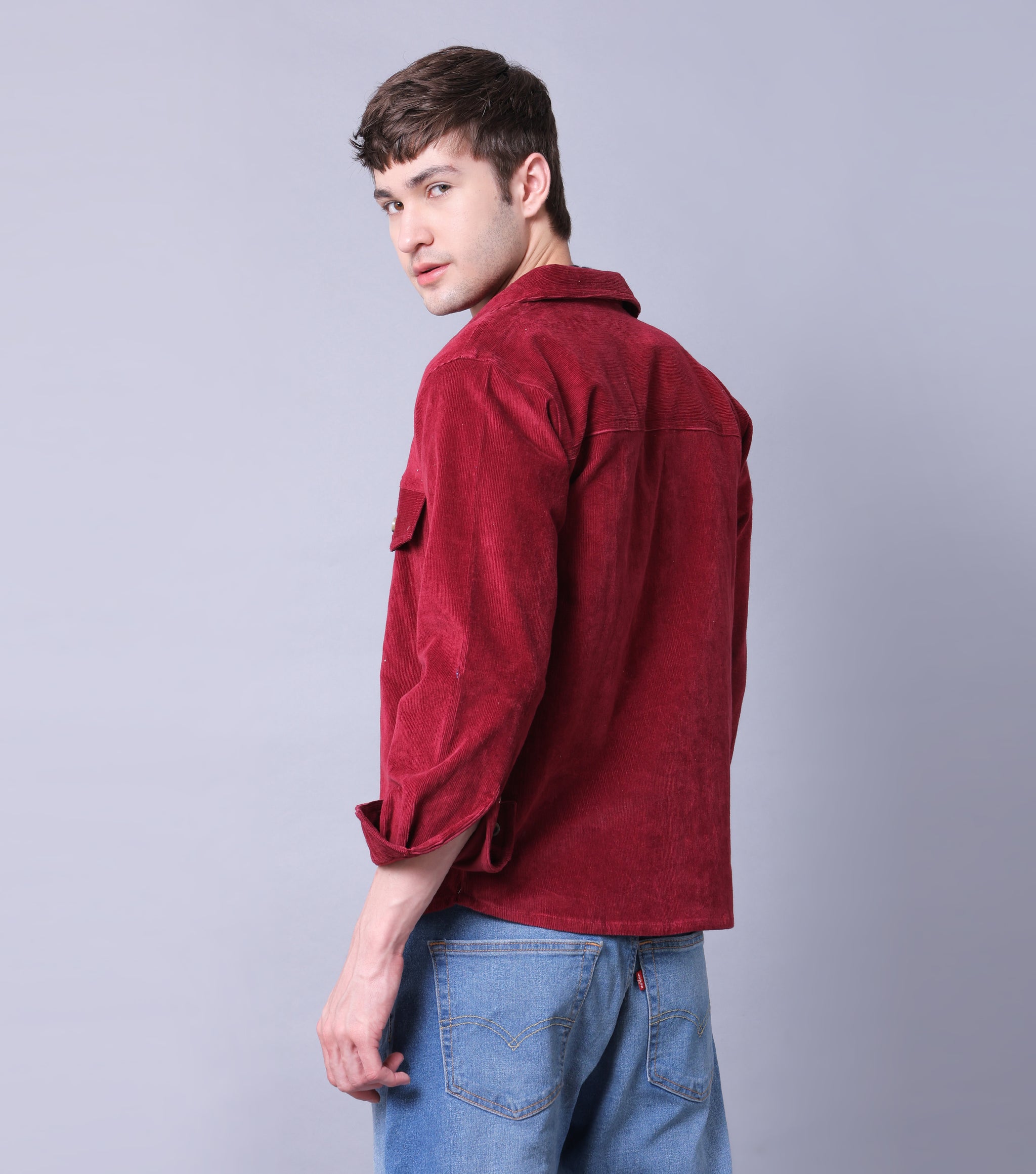 Crimson Corduroy Overshirt